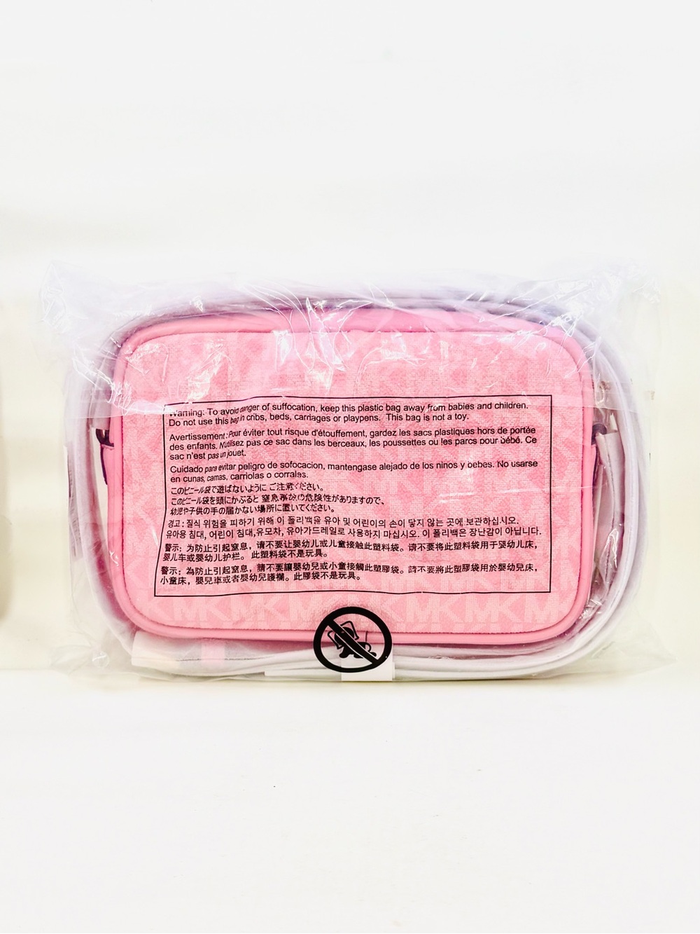 Michael Kors Signature Print Pink Jet Set Travel Crossbody Bag NWT - Picture 2 of 3